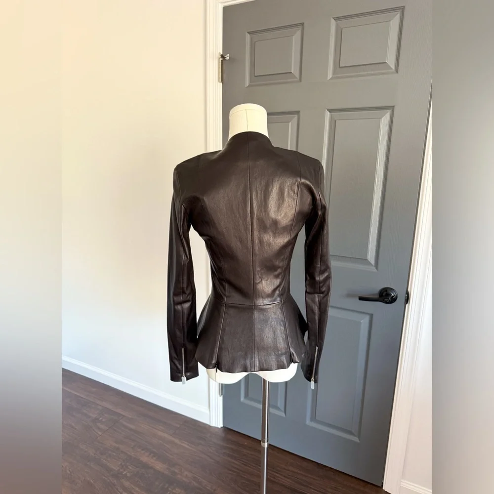 The Row Anasta Bonded Leather Jacket - Picture 9 of 12